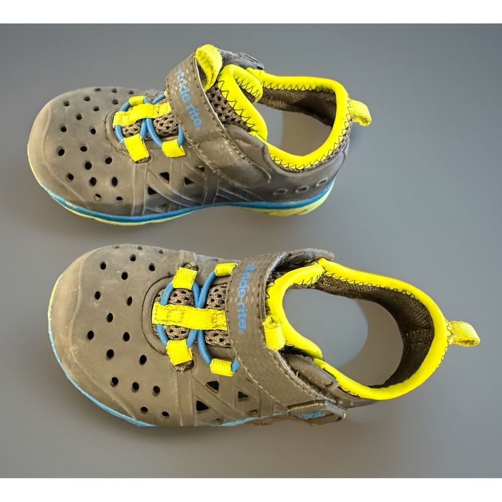 Stride Rite Made 2 Play Phibian Boys'‎ Water Shoes  Gray Yellow Sz 6 - Picture 3 of 3